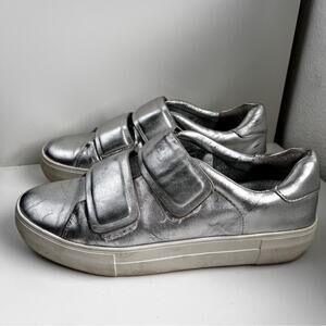 J Slides Silver slip onSneakers hook loop closure size 8.5